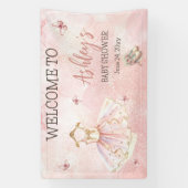Schattige Kleine Ballerina Roze Tutu Baby shower Spandoek (Verticaal)