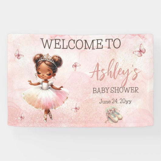 Schattige Kleine Ballerina Roze Tutu Baby shower Spandoek (Horizontaal)