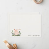 Schattige Kleine Biggetje Lofwerk Vlinder Kinderve Notitiekaartje (Voorkant / Achterkant in situ)