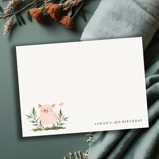 Schattige Kleine Biggetje Lofwerk Vlinder Kinderve Notitiekaartje