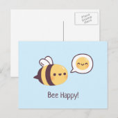 Schattige Kleine Bij Doodle Bij Gelukkig Briefkaart (Voorkant / Achterkant)