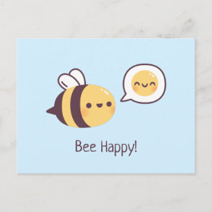 Schattige Kleine Bij Doodle Bij Gelukkig Briefkaart