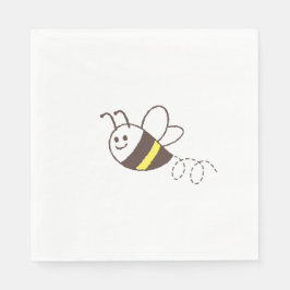 Schattige Kleine Bij Vliegende Witte Baby Shower Servet
