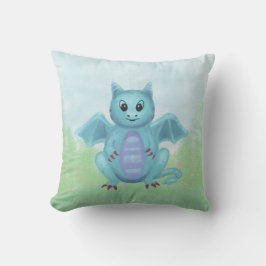 schattige kleine blauwe draak kussen