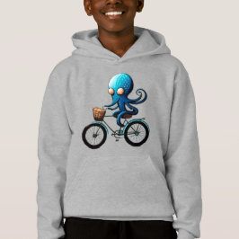 Schattige kleine blauwe octopus op een fiets