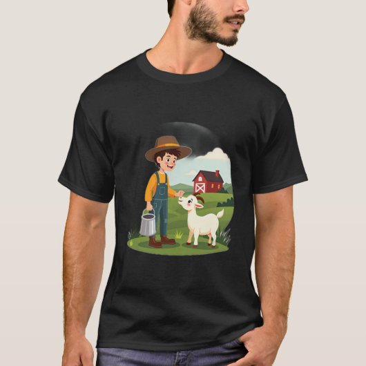 Schattige Kleine Boer Jonge Geit T-shirt (Voorkant)