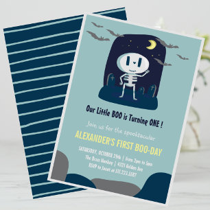 Schattige Kleine Boo Schedel Jongen Halloween 1e V Kaart