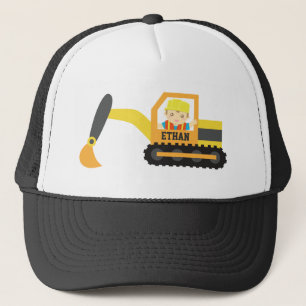 Schattige Kleine Bouwer Graafmachine Bouwvoertuig Trucker Pet