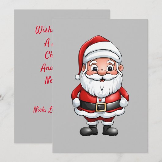 Schattige Kleine Cartoon Santa Feestdagenkaart (Voorkant / Achterkant)