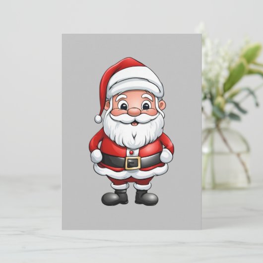 Schattige Kleine Cartoon Santa Feestdagenkaart (Staand voorkant)