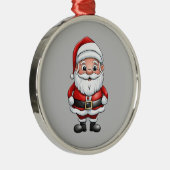 Schattige Kleine Cartoon Santa Metalen Ornament (Rechts)