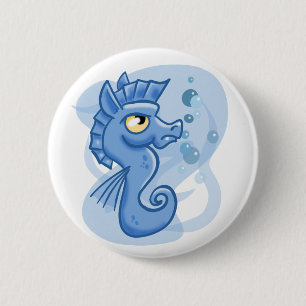 Schattige kleine cartoon zeepaardje ronde button 5,7 cm