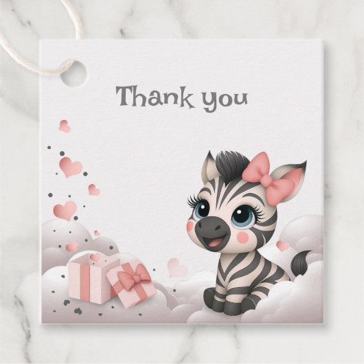 Schattige kleine cartoonzebra bedankjes labels (Voorkant)