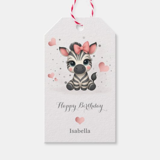 Schattige kleine cartoonzebra cadeaulabel (Voorkant)