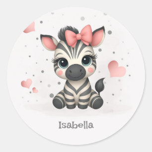 Schattige kleine cartoonzebra ronde sticker