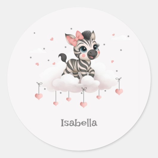 Schattige kleine cartoonzebra ronde sticker (Voorkant)