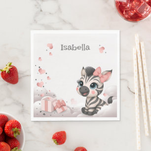 Schattige kleine cartoonzebra servet