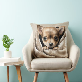 SCHATTIGE KLEINE CHIHUAHUA PUPPY ONDER DEKEN KUSSEN