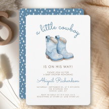 Schattige Kleine Cowboy Blauwe Jongen Baby Shower