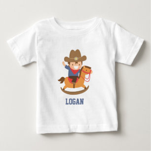 Schattige Kleine Cowboy op Schommelpaard Baby Jong