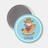 Schattige Kleine Cowboy op Schommelpaard Magneet (Voorkant / Achterkant)