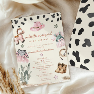 Schattige kleine cowgirl is op weg naar het baby s kaart