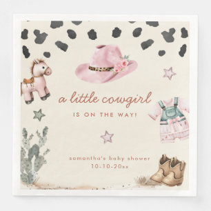 Schattige kleine cowgirl is op weg naar het baby s servet