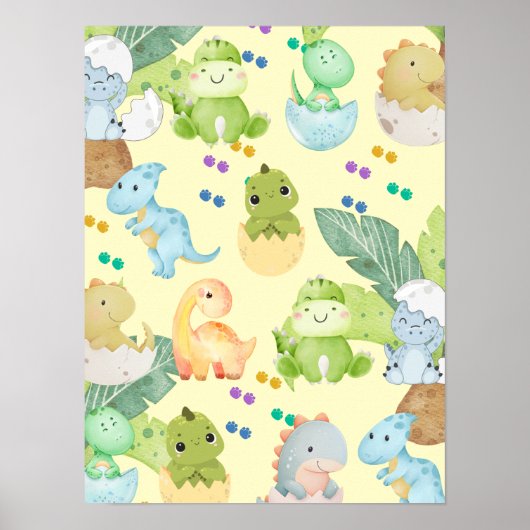 Schattige Kleine Dino Poster (Voorkant)