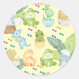 Schattige Kleine Dino Ronde Sticker