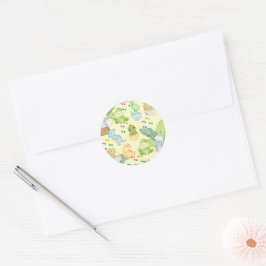 Schattige Kleine Dino Ronde Sticker