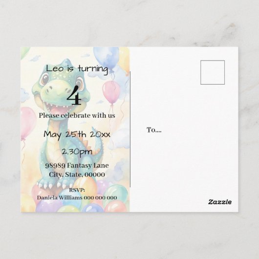 Schattige kleine dinosaurus met veel kleurige ball briefkaart (Achterkant)