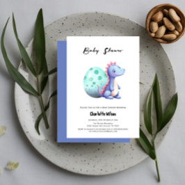 Schattige Kleine Dinosaurus Met Zijn Ei Baby Showe Kaart