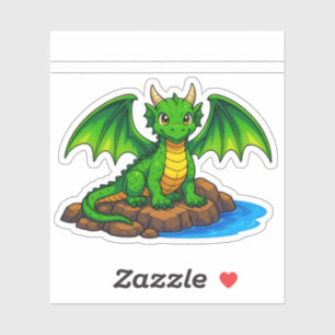 Schattige kleine draak voor kinderfeestjes sticker