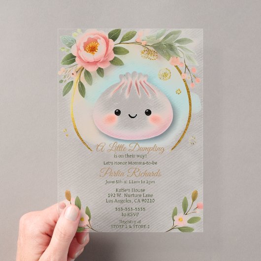 Schattige Kleine Dumpling Baby Shower Acryl Uitnodigingen (Insitu (Draagbaar))