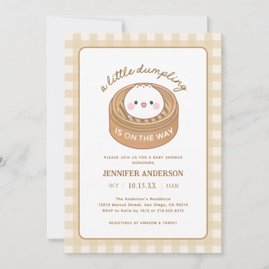 Schattige Kleine Dumpling Baby Shower Kaart (Voorkant)