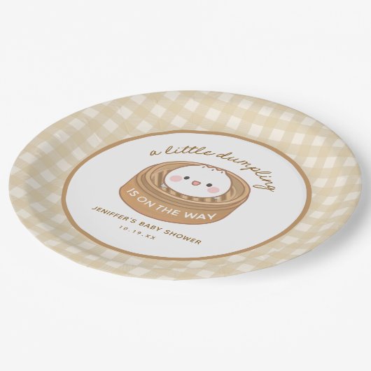 Schattige Kleine Dumpling Baby Shower Papieren Bordje (Gekanteld)