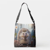 schattige kleine egel in het bos met kegels crossbody tas (Achterkant)