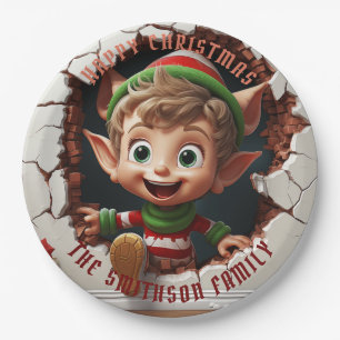 Schattige Kleine Elf 3D Kerstmis Papieren Bordje