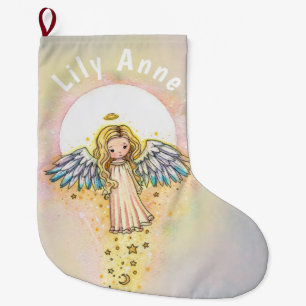 Schattige Kleine Engel en Maan Kerst Sok Grote Kerstsok
