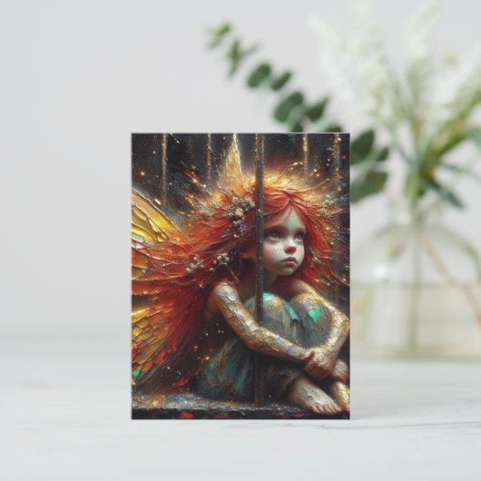 Schattige kleine fee met rood haar briefkaart (Staand voorkant)