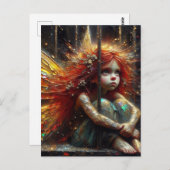Schattige kleine fee met rood haar briefkaart (Voorkant / Achterkant)