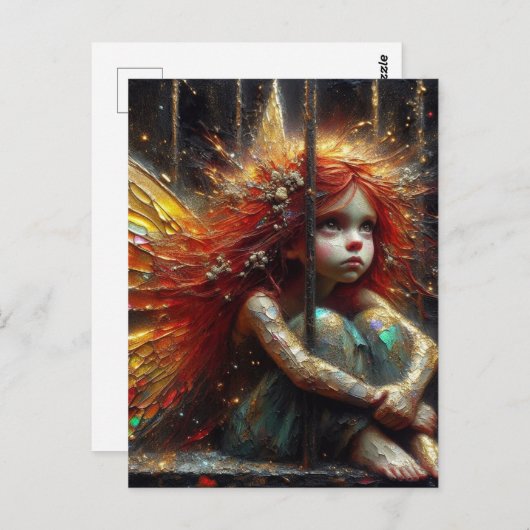 Schattige kleine fee met rood haar briefkaart (Voorkant / Achterkant)