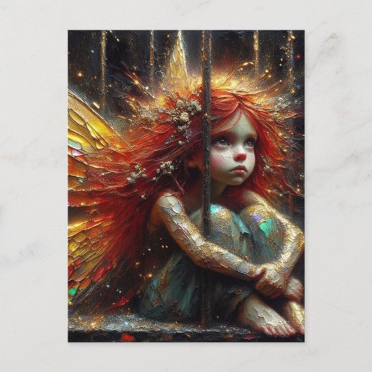 Schattige kleine fee met rood haar briefkaart (Voorkant)