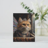 Schattige kleine feeënkat briefkaart (Staand voorkant)