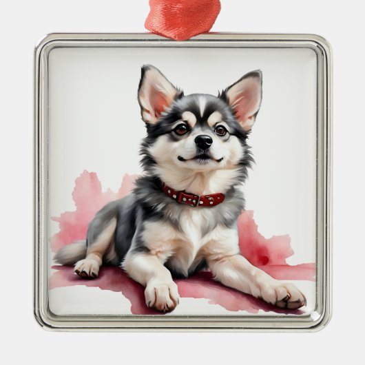 SCHATTIGE KLEINE FLUFFY KLEE KAI DOG METALEN ORNAMENT (Voorkant)