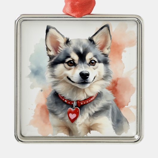SCHATTIGE KLEINE FLUFFY KLEE KAI DOG METALEN ORNAMENT (Voorkant)