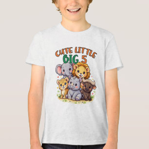 Schattige Kleine Grote 5 Safari Kinderkamer Hart K Tri-Blend Shirt