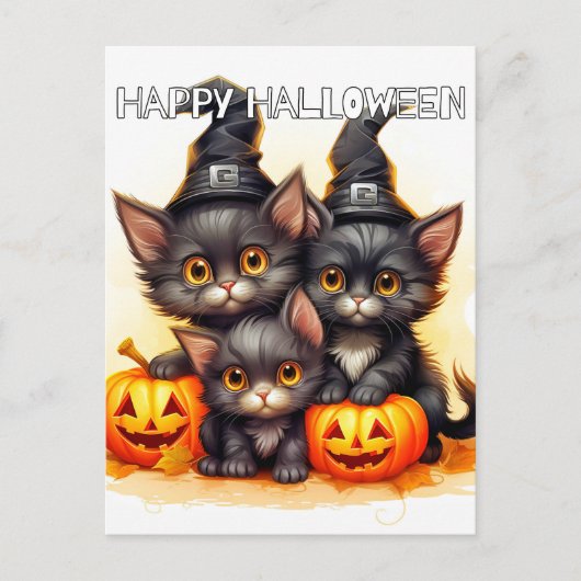 Schattige kleine Halloween Kittens Briefkaart (Voorkant)