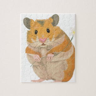 Schattige kleine hamster met een bloem legpuzzel