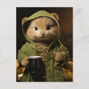 Schattige kleine hamster met koffie briefkaart